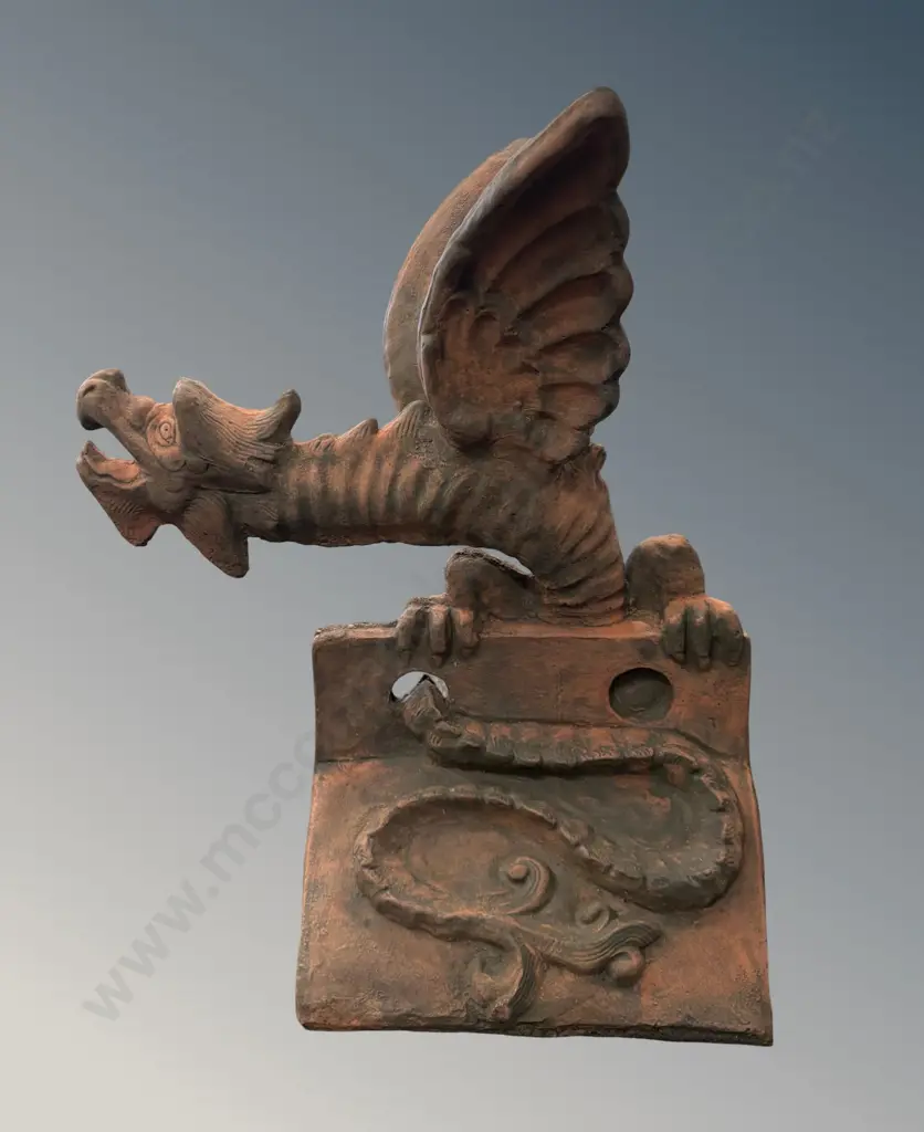 Terracotta Dragon Roof Tile H59cm Image 1++