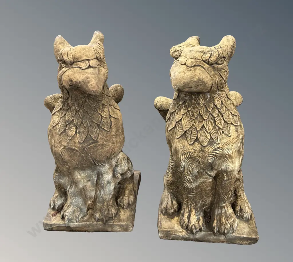 Pair of Stone Griffins H50xW23cm Image 1++
