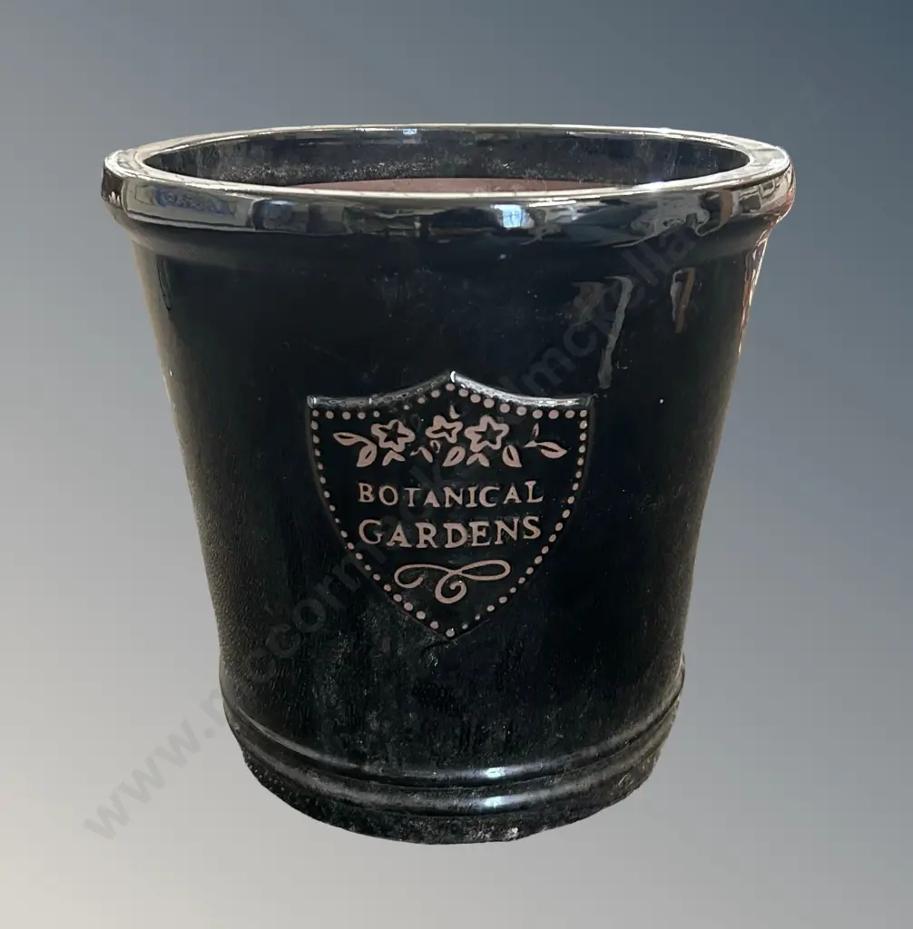 Black Glazed Planter, H39xD40cm Image 1++