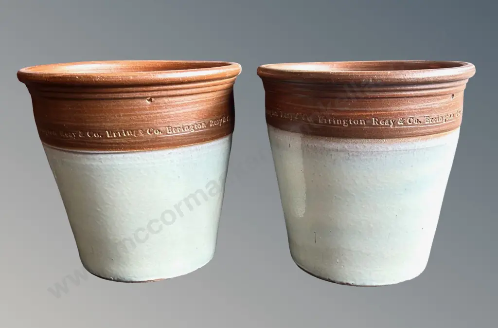 Pair of Errington Reay & Co Terracotta and Glazed Pots, H47xD47cm Image 1++