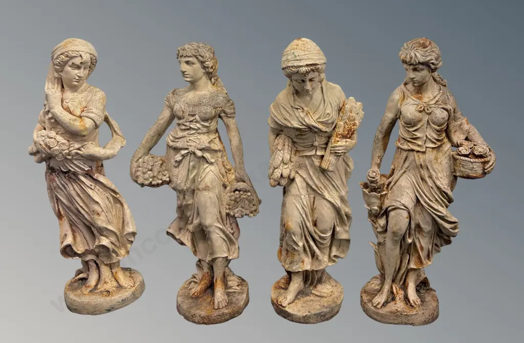 'Four Seasons' Set of Four Cast Iron Statues, weighing approx 95kg each, retail $5000, H104cm Image 1++