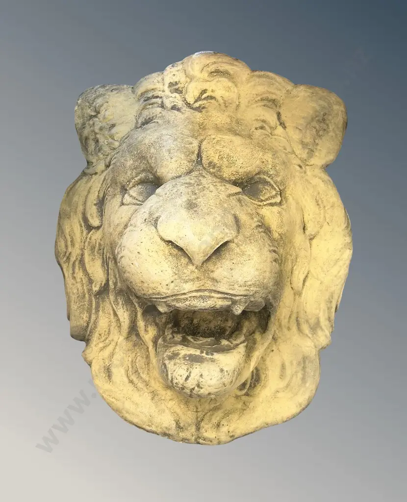 Stone Lion Head Wall Mounted Fountain L43cm Image 1++