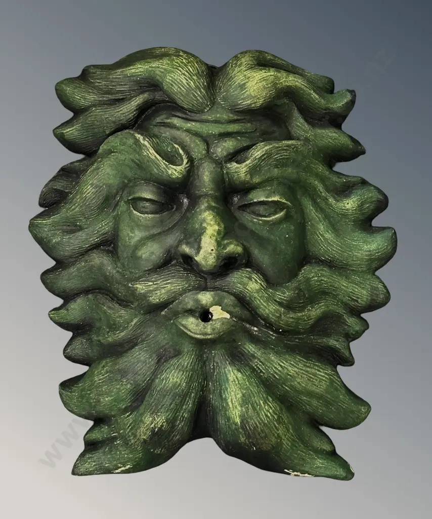 Distressed Green Greek God Wall Mounted Fountain AF, L34cm Image 1++