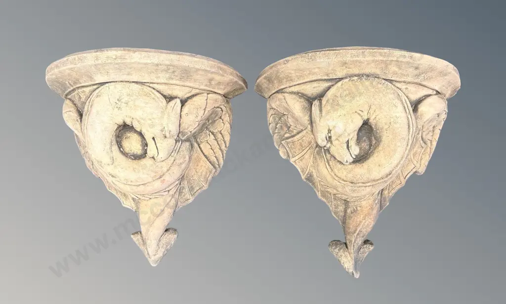 Pair of Stone Dragon Wall Sconces L23cm Image 1++