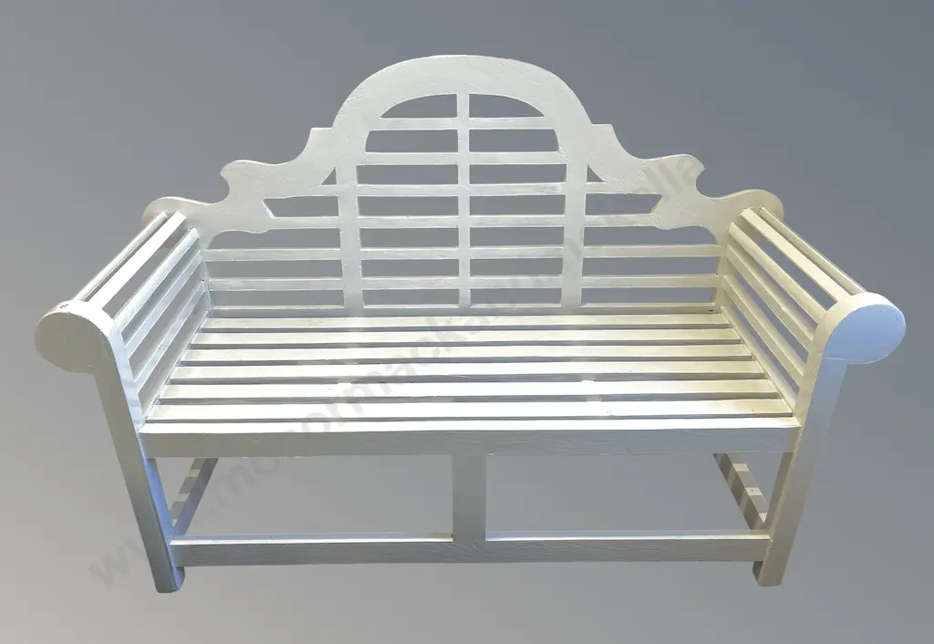 White Lutyen Style Wooden Garden Bench, H104xL156xD62cm Image 1++
