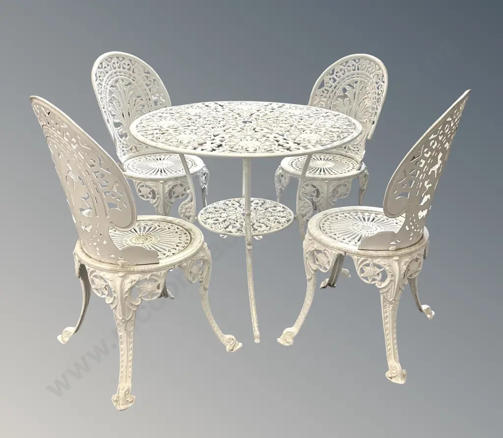 Masport New Zealand Made Cafe Table & Four Chairs with Cushions Image 1++