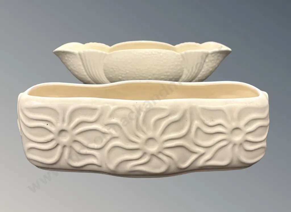 Two Crown Lynn Flower Troughs, AF, L26-30cm Image 1++