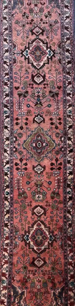 Persian Hall Runner - Pink, Crimson and Brown Tones, 390x84cm Image 1++