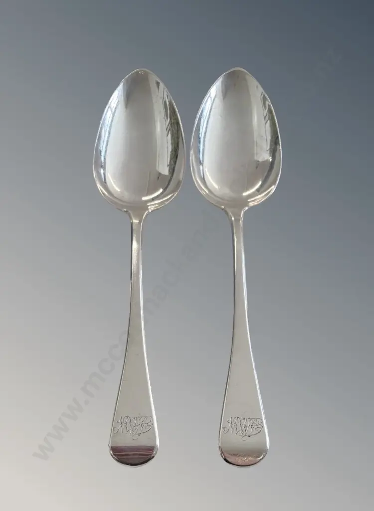 Two Sterling Silver Spoons TW124gms Image 1++