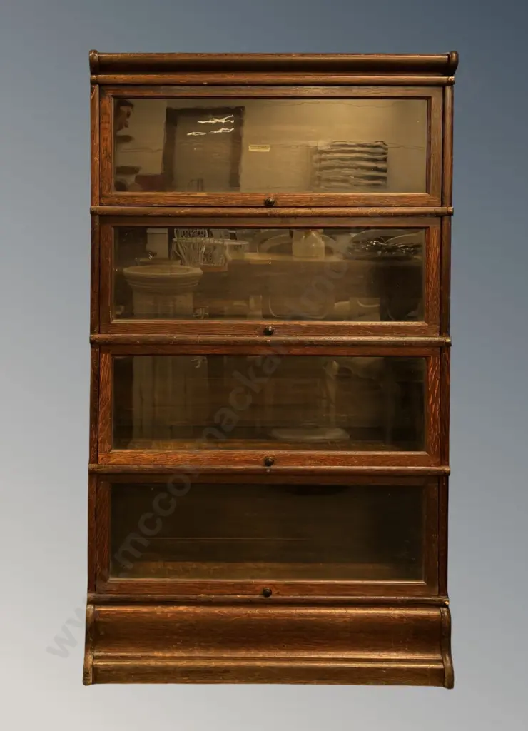 Oak Globe-Wernicke Bookcase with 4 Compartments, H150xL86xD31cm Image 1++