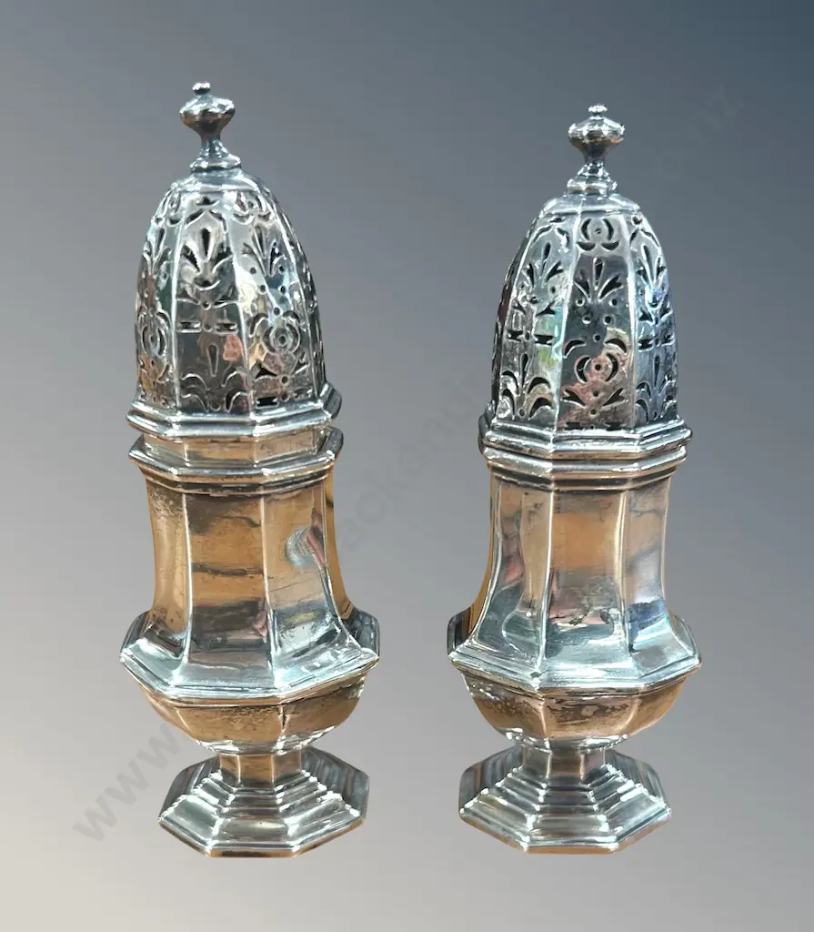 Pair of Sterling Silver Sugar Casters TW141gms Image 1++