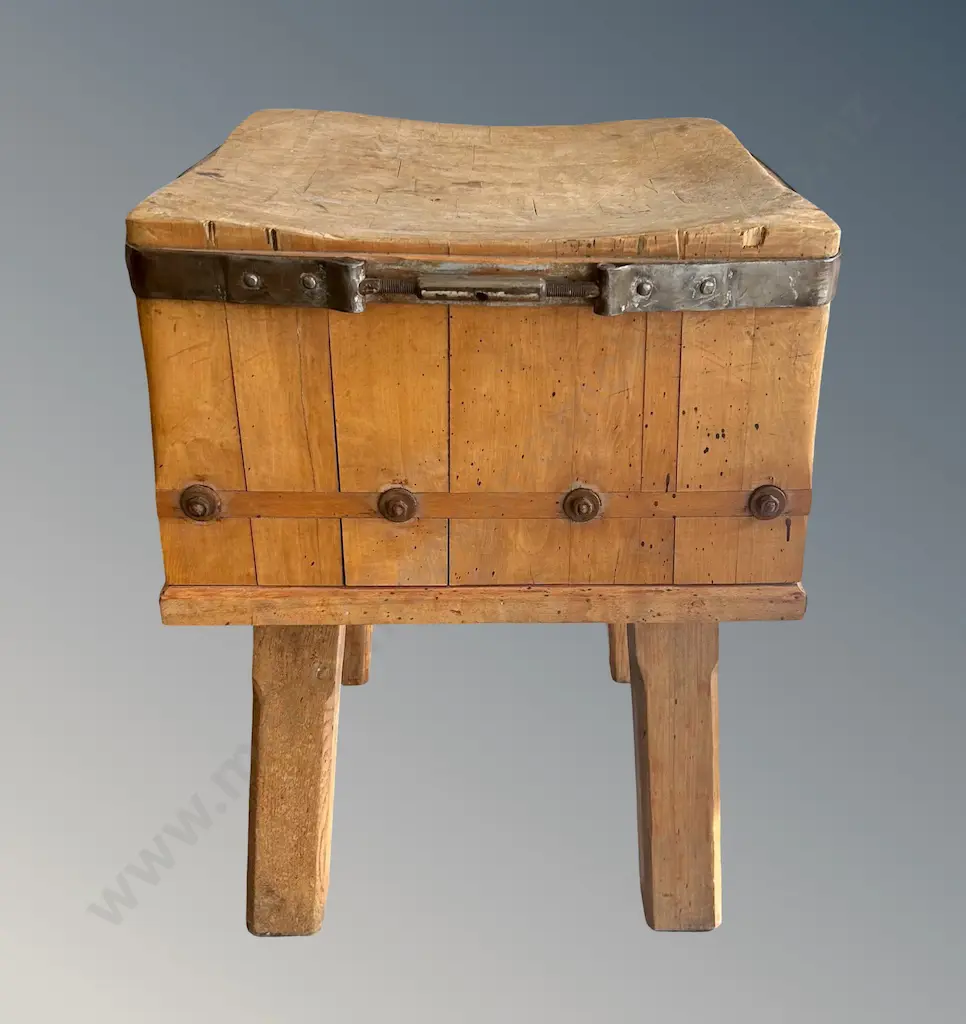 Metal Bound German Butchers Block H82x60x60cm Image 1++