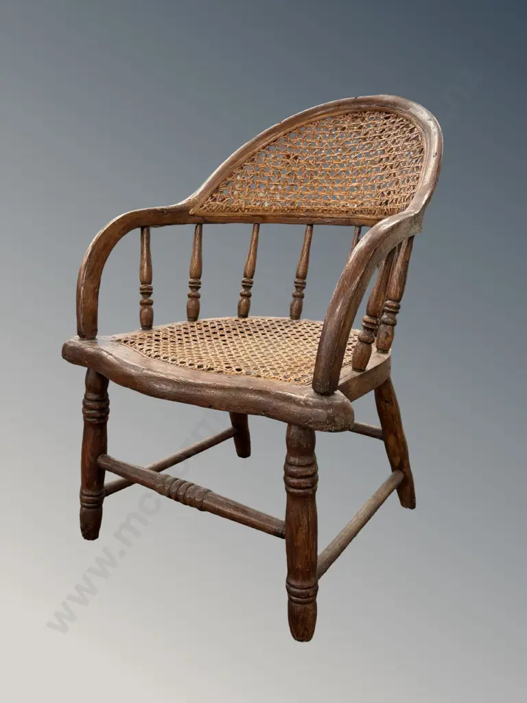 Childs Elm and Rattan Windsor Chair H32cm Image 1++