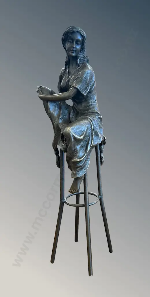Bronze Figurine, Lady Seated, H27cm  EPA-383 Image 1++