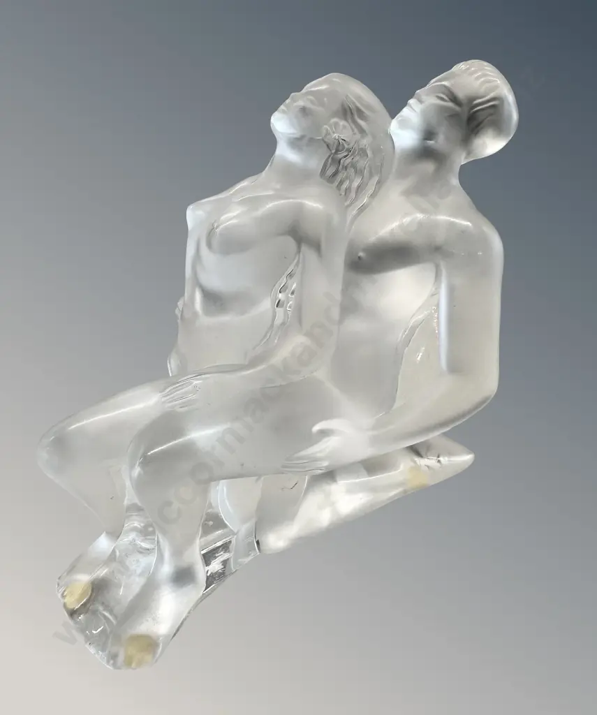 Boxed Lalique Danseurs Enlaces Sculpture, AF small chip to foot H15cm Image 1++