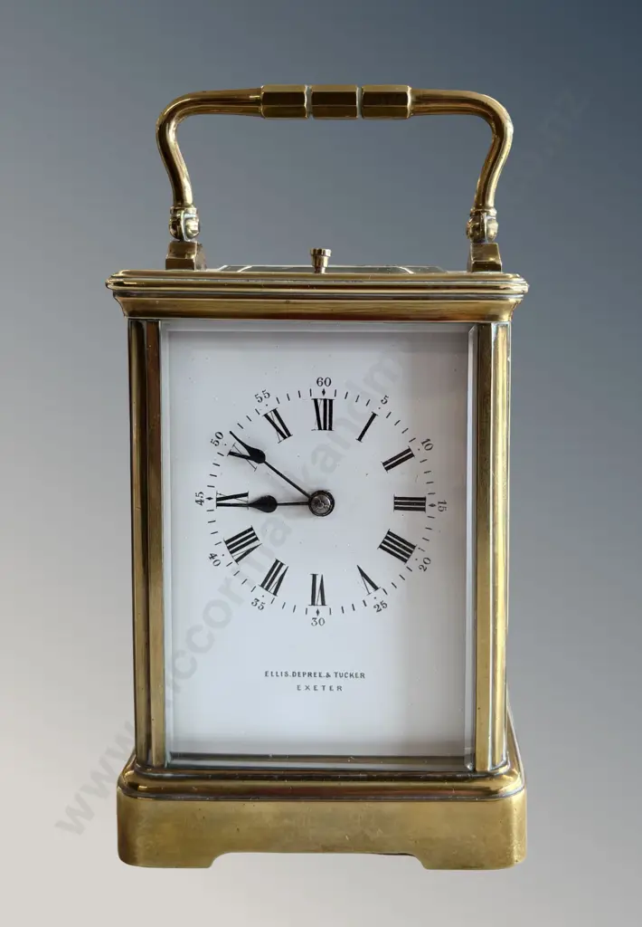Ellis Depree & Tucker Exeter Brass Bound Carriage Clock H18cm Image 1++