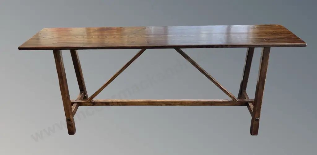 English Elm Console Table on Refectory Base, L182xH74xW37cm Image 1++