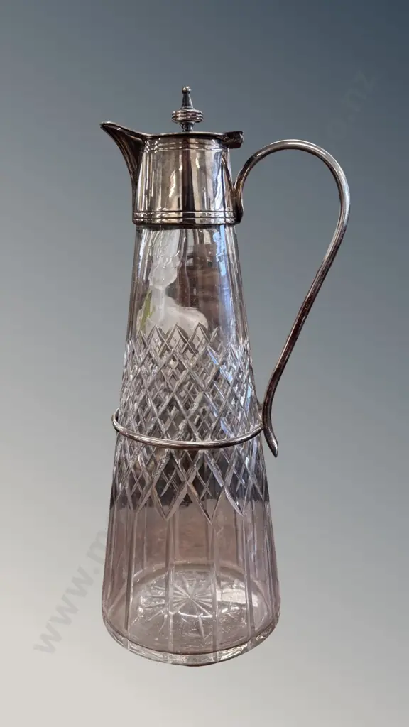 Cut Glass and Silver Mounted Claret Jug, H27cm Image 1++
