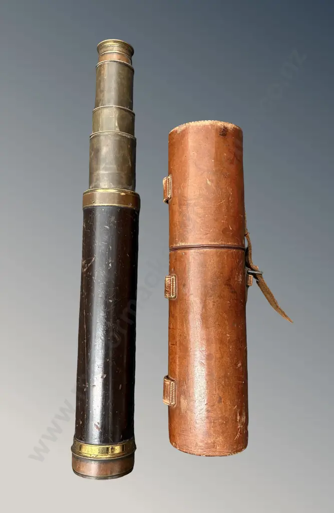 Leather Cased Telescope AF Wooden Barrel Image 1++