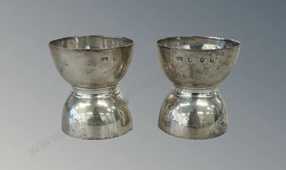 Two Sterling Silver Egg Cups H5cm, TW117gms Image 1++