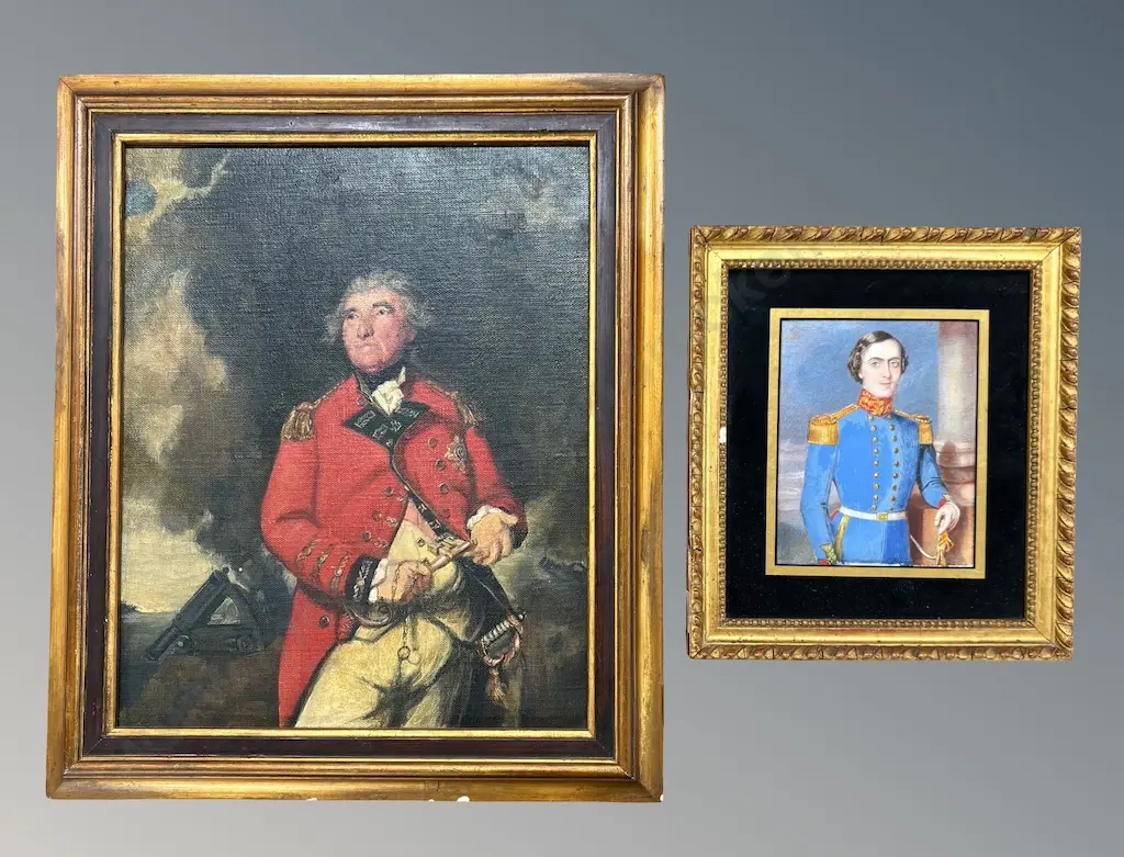 Unsigned  - Lord Heathfield - Defender of Gibraltar, oil on canvas, 280x220mm & General, watercolour, 120x100mm Image 1++