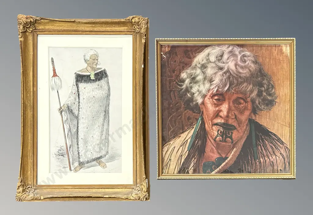 Maori Chieftan Rangihaieta Print and Goldie Maori Print Ena Te Papatahi Image 1++