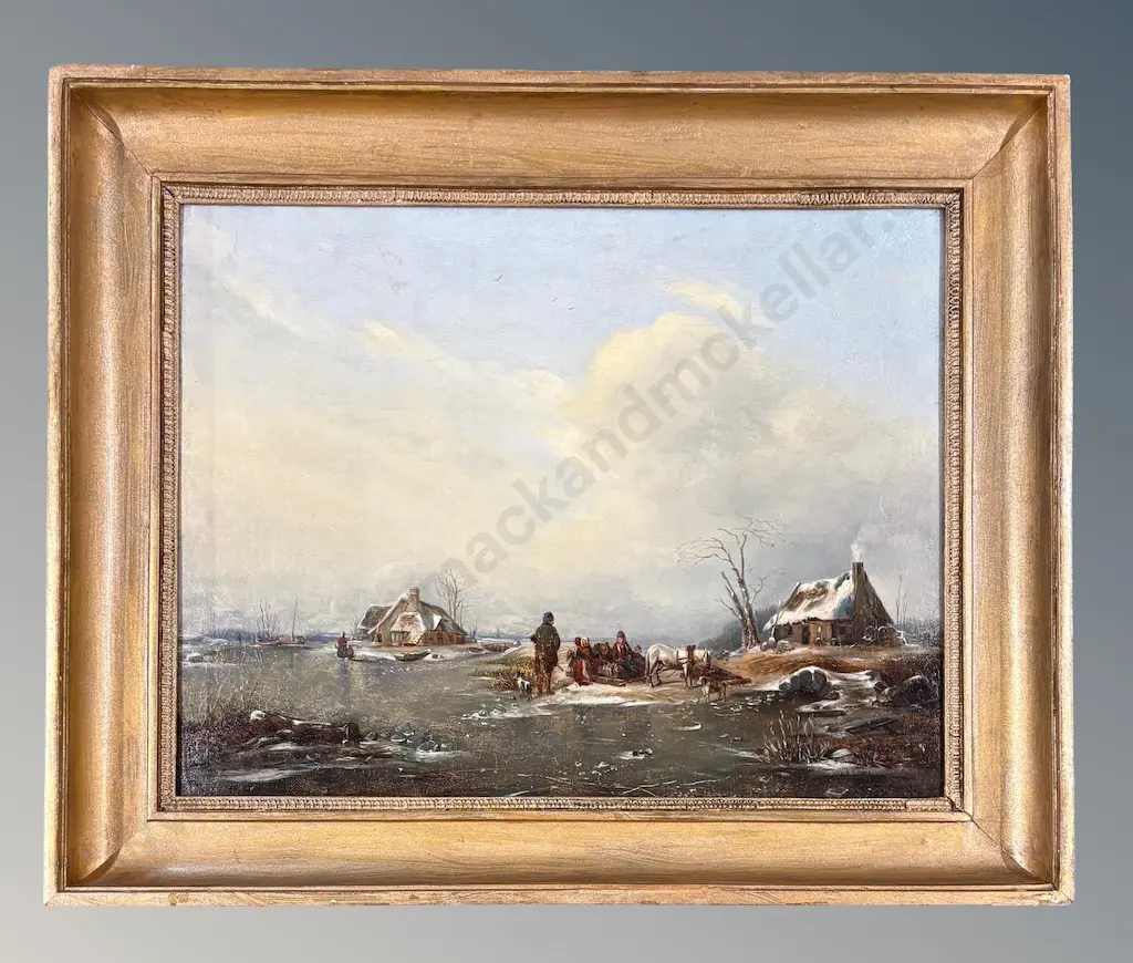 Unsigned - Winter Scene, oil on canvas, 300x400mm Image 1++