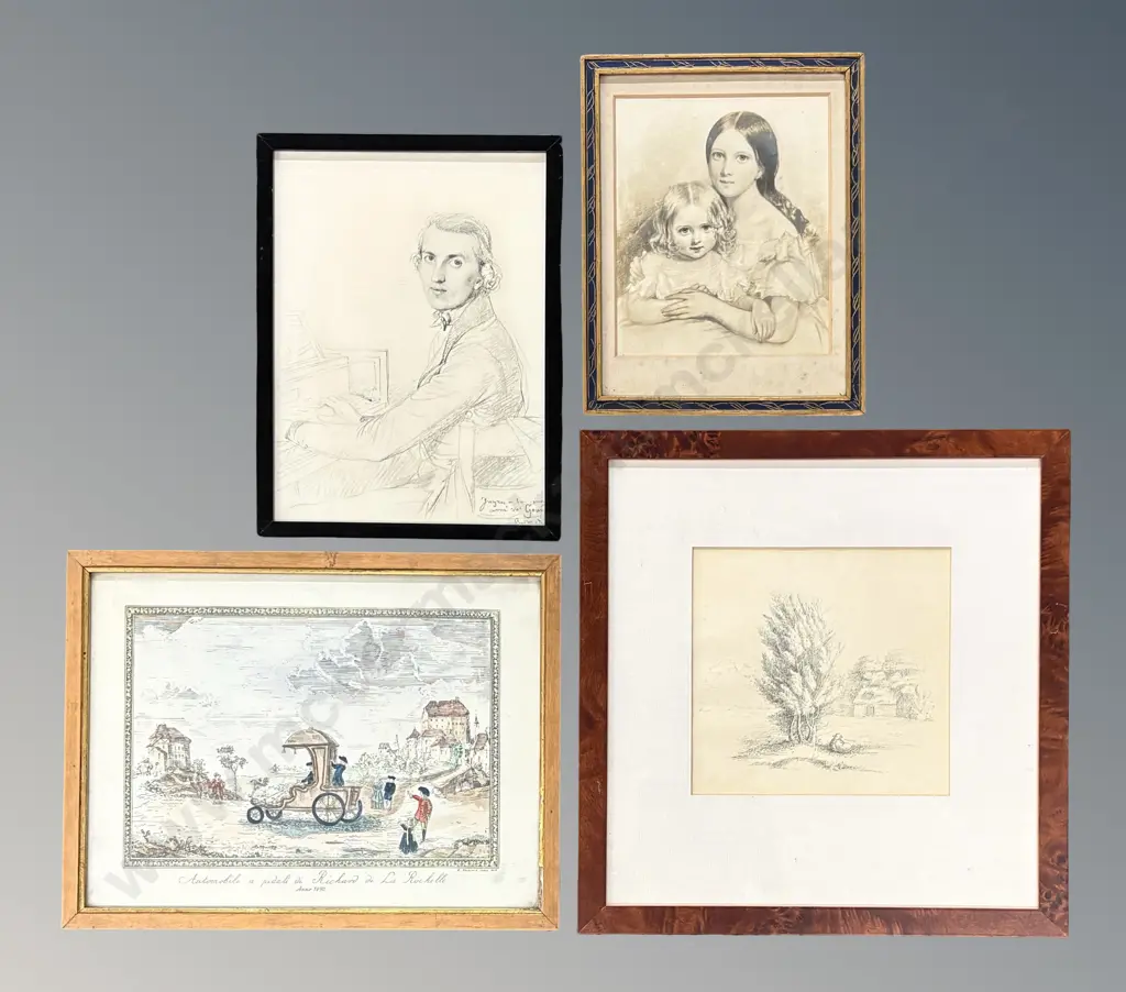 Four Assorted Prints - Portraits and Scenes 250x195mm - 170x170mm Image 1++