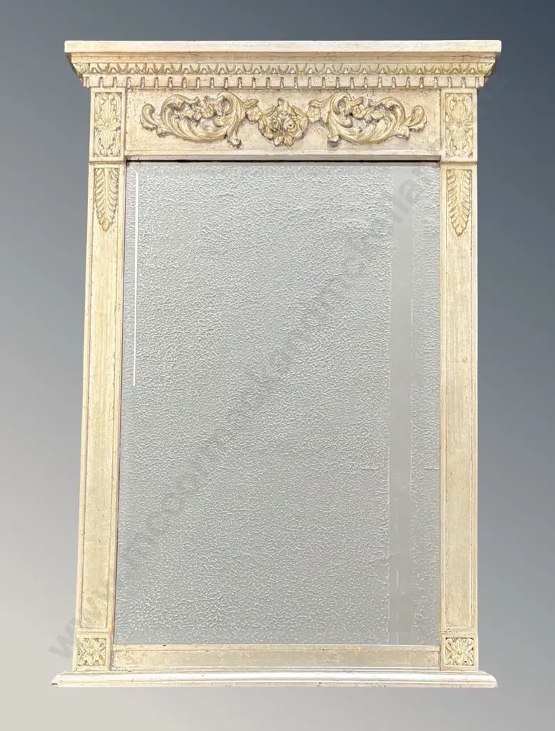 Gold Wash Over Mantle Mirror with Floral Carved Motifs H101xW69cm Image 1++
