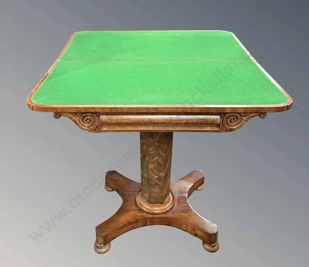 Flame Mahogany Games Table on Four Point Hexagonal Centre Pedestal Base H73xL91xD45cm Image 1++