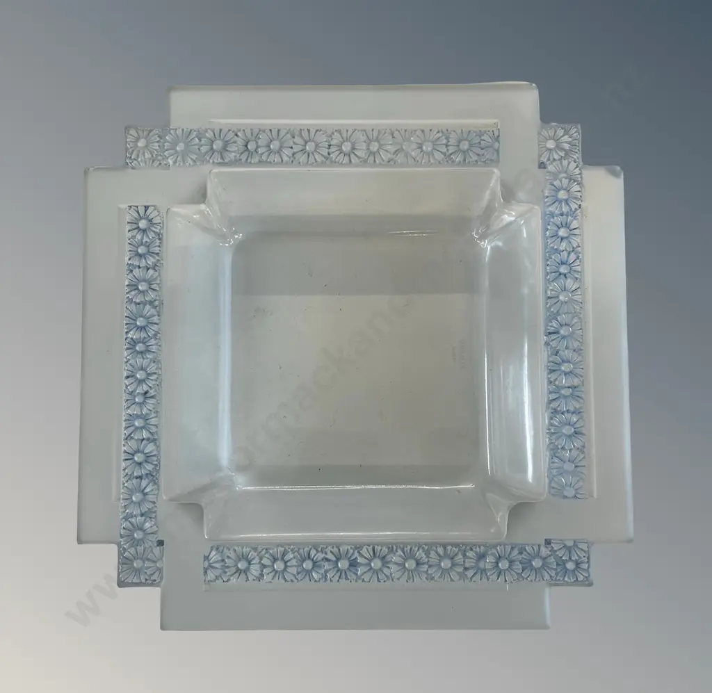 Lalique Bowl with Floral Detailing, small chip, Dia25.5 square Image 1++