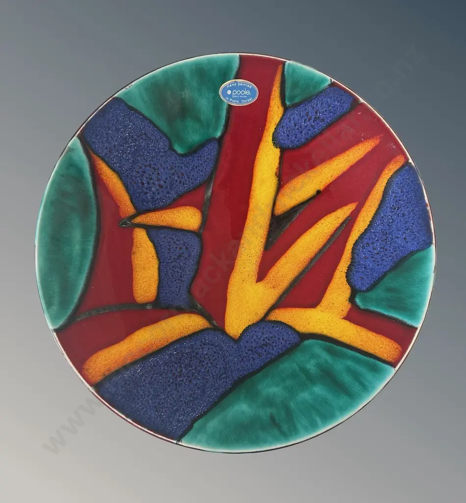 Hand Painted Poole Plate, Dia 26cm Image 1++