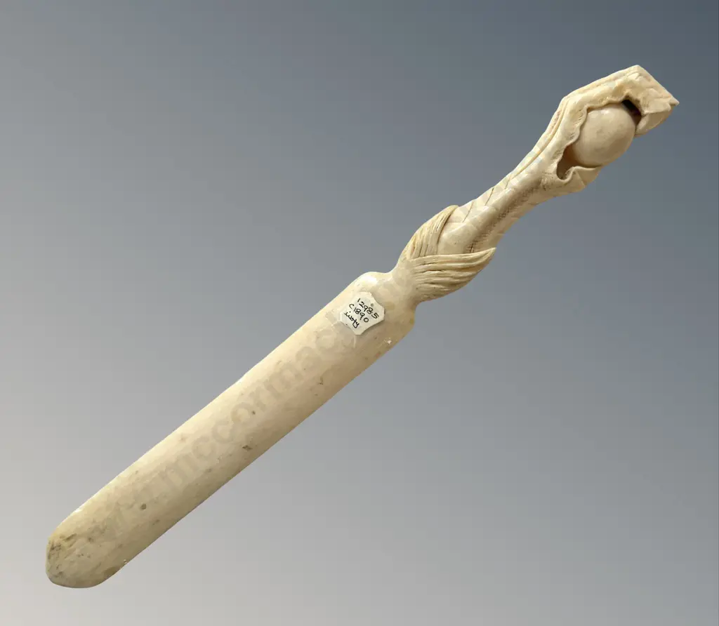c.1890 Ivory Paper Knife with Ball and Claw Handle L30cm Image 1++