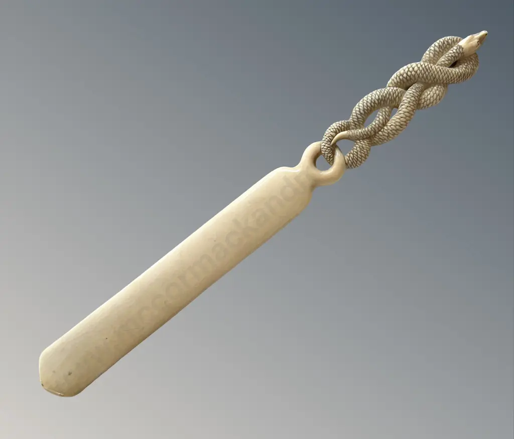 Faux Ivory Paper Knife with Carved Snake Handle L33cm Image 1++