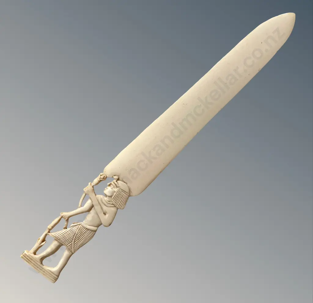 Ivory Paper Knife with Egyptian Figural Handle L29cm Image 1++