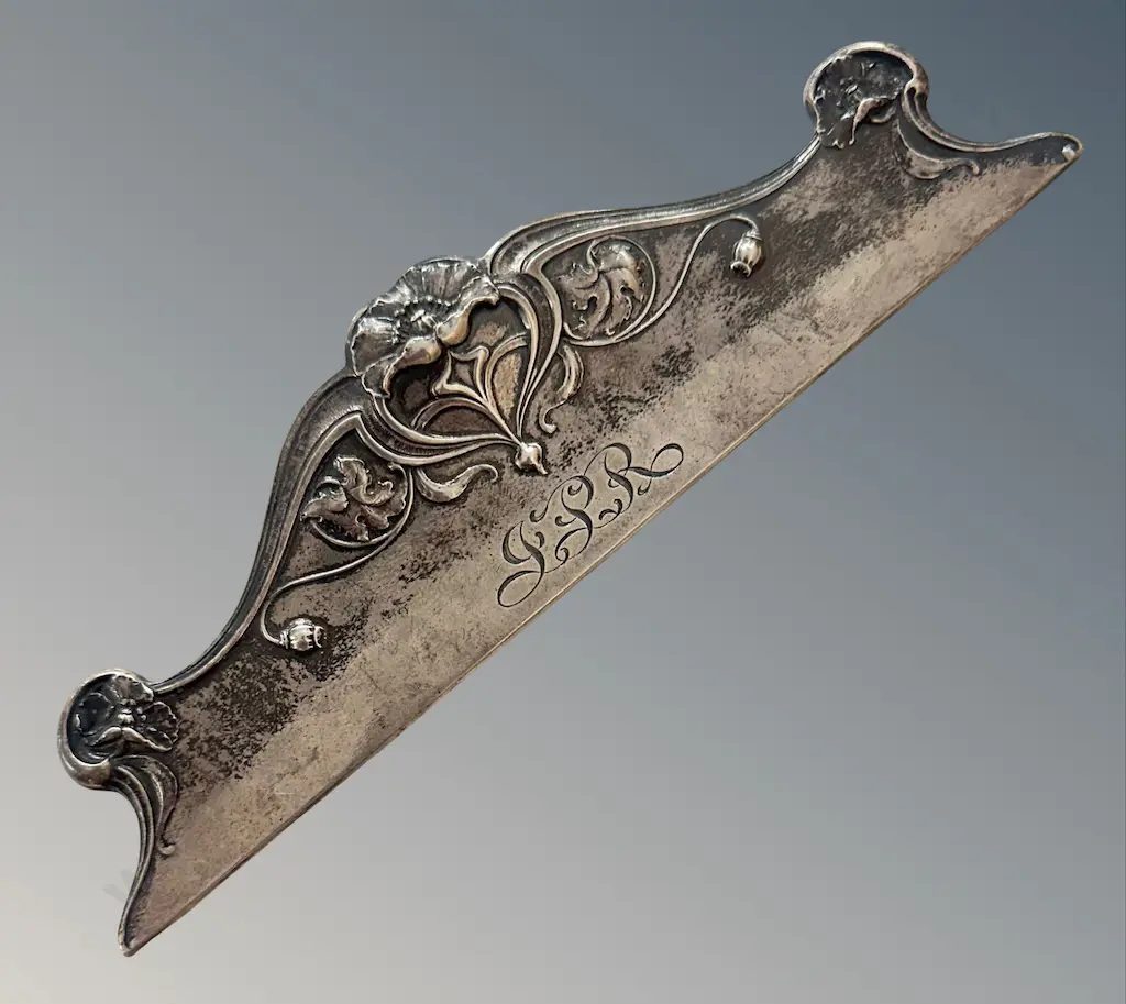 Sterling Silver Art Nouveau Monogrammed Cheque Cutter, L21cm TW97gms Image 1++