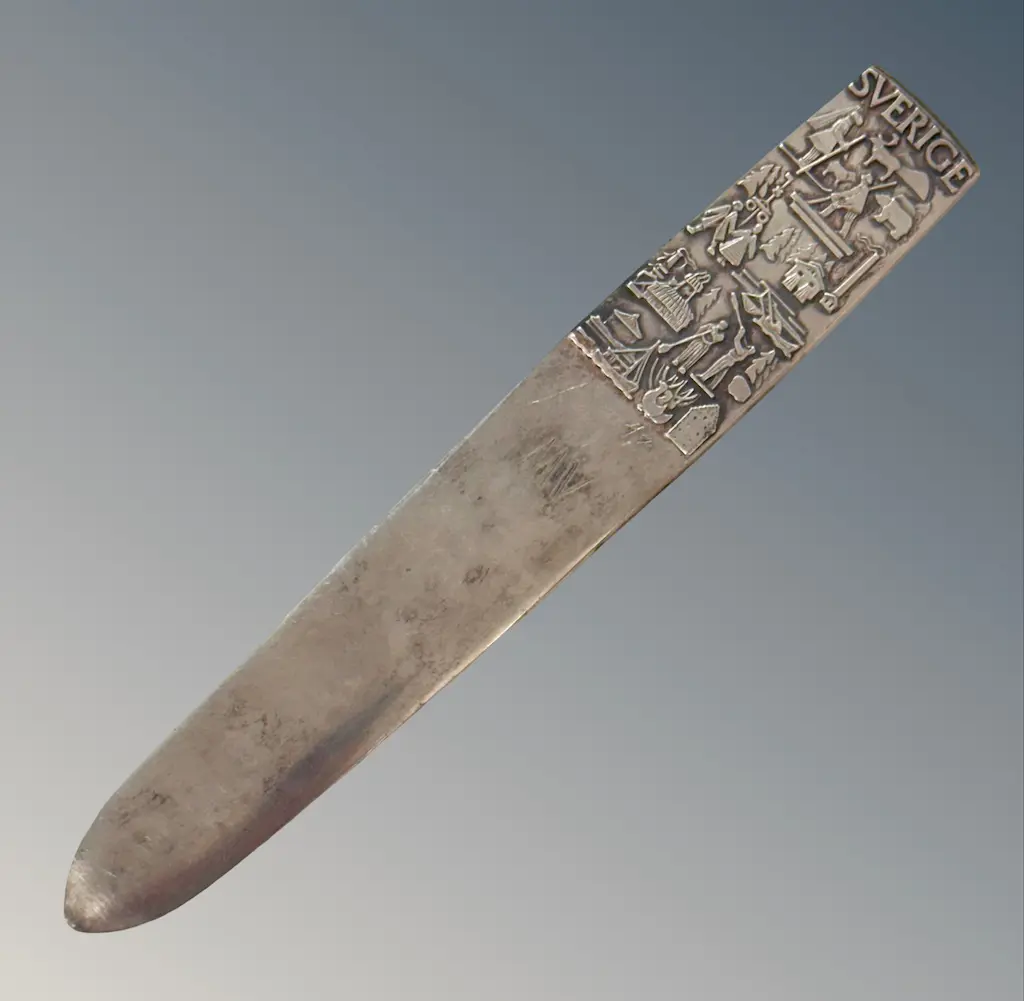 Swedish Silver Plated Letter Opener signed Heckel, 1963 L23cm Image 1++
