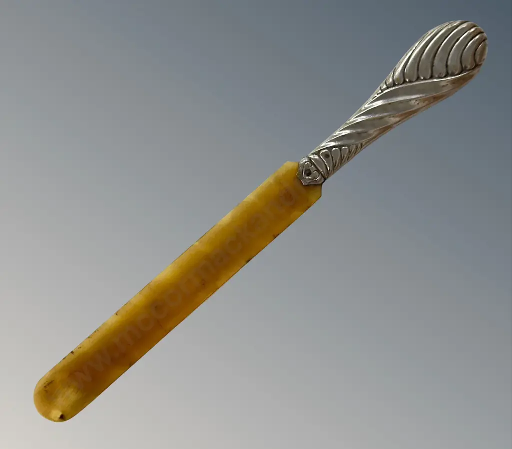 19C Horn and Silver Plated Letter Opener, L30cm Image 1++