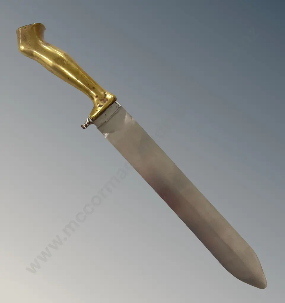 Brass and Steel Letter Opener, Handle Depicting a Leg, L28cm Image 1++