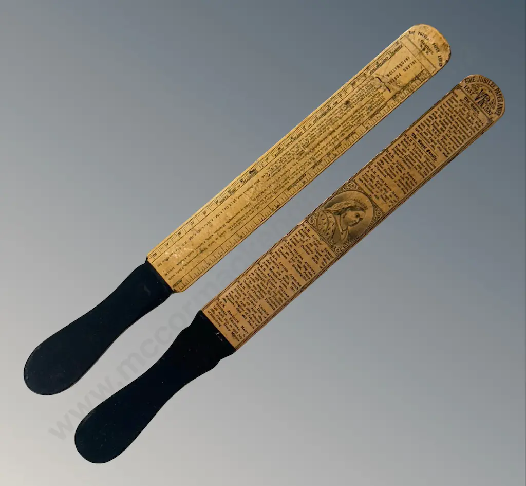 Two Mauchline Ware Common Design Paper Knives L33cm Image 1++