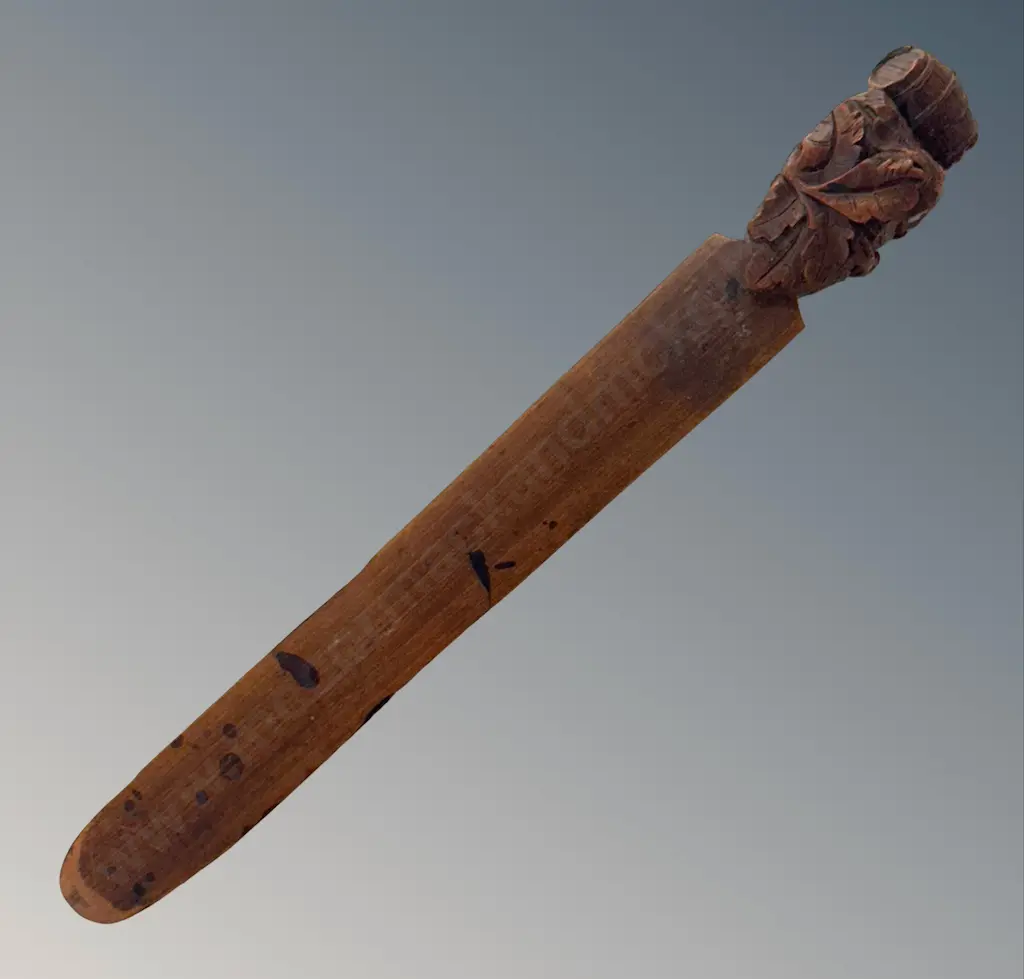 Wooden Barrel and Leaf Handled Paper Knife L25cm Image 1++