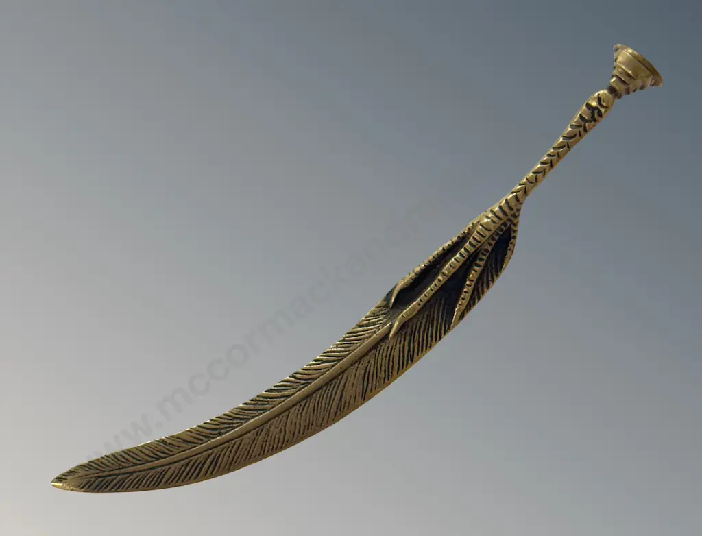 Brass Feather with Bird Claw Handle Letter Opener L20cm Image 1++