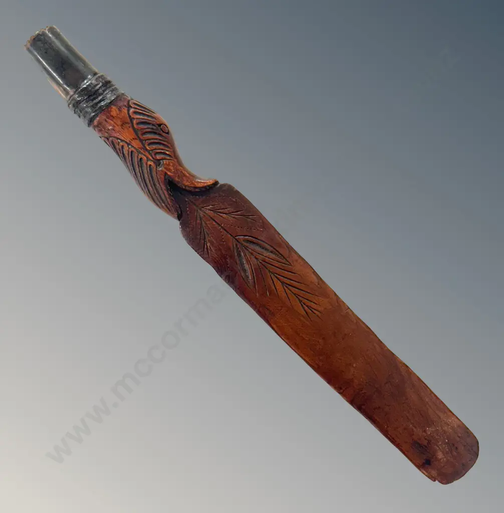 Wooden Carved and Metal Handle Paper Knife, inscribed RICI L24cm Image 1++