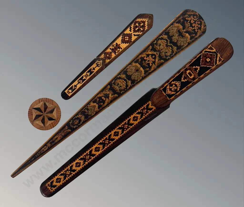 Tunbridge Ware Marquetry Paper Knives, L12-24cm Image 1++