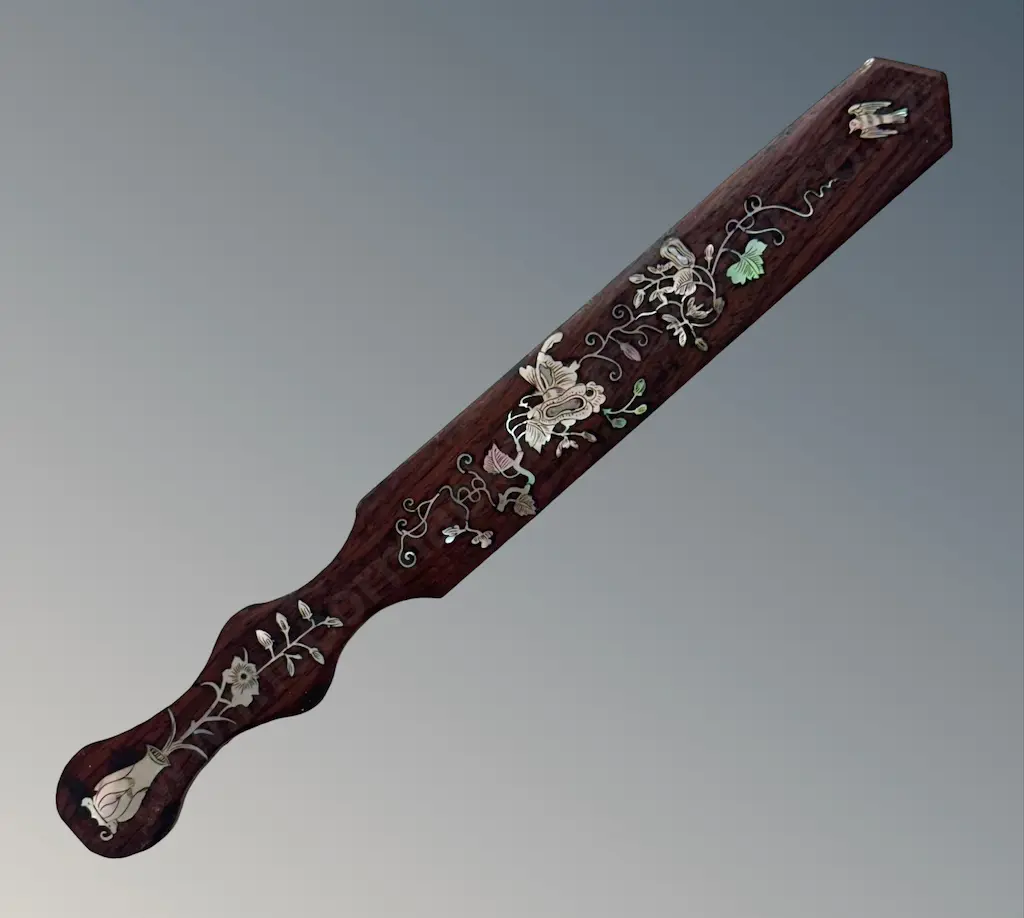 19thC Inlaid Parquetry Wooden Paper Knife L24cm Image 1++