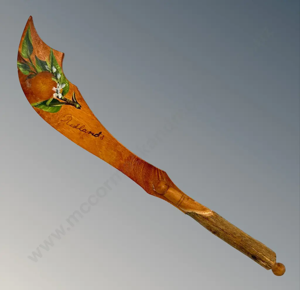 Peach Wood Hand Carved Painted Souvenir Redlands Letter Opener L26cm Image 1++