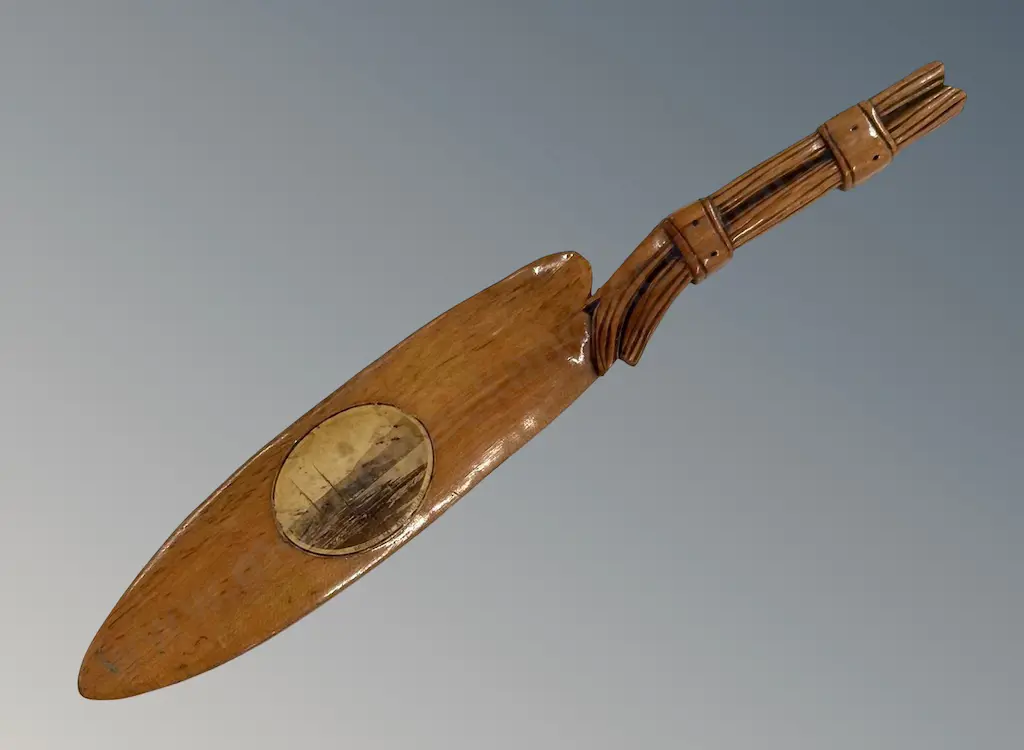 Mauchline Ware Paper Knife with an Oval Image depicting a Ship L25cm Image 1++