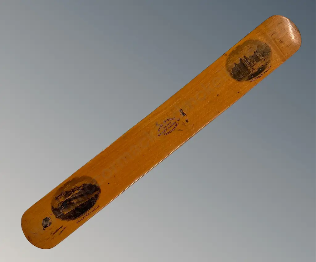 Mauchline Ware Paper Knife with Illustrations of Holyrood Palace and Edinburgh Castle L26cm Image 1++