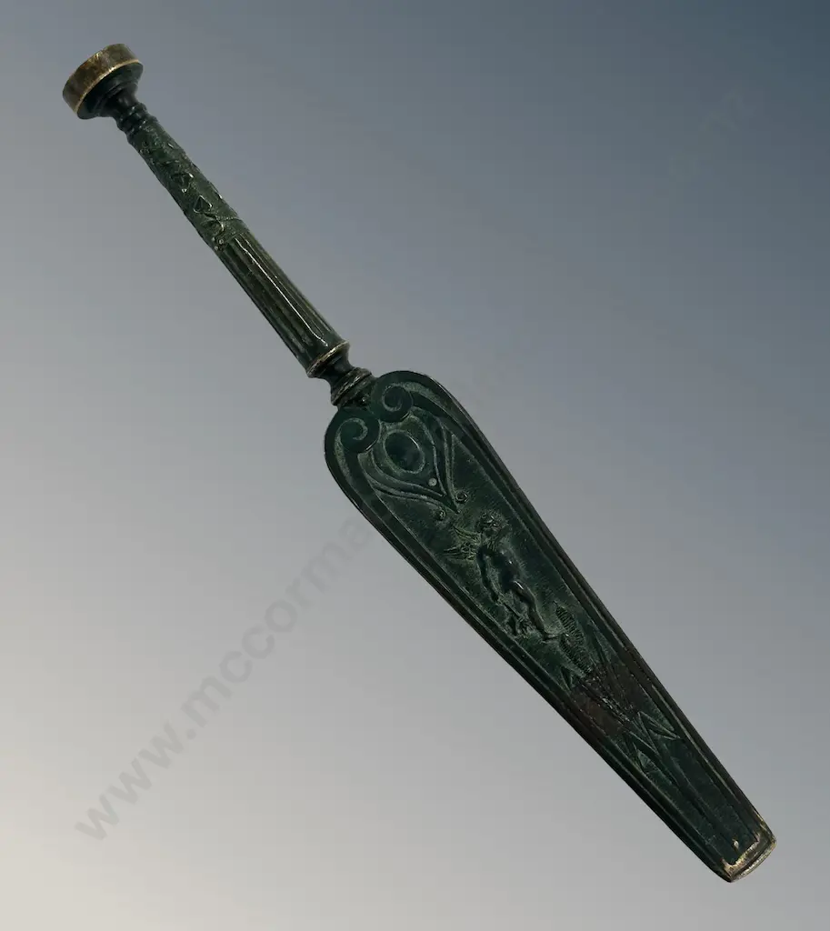 Brass with Green Patina Embossed Paper Knife L24cm Image 1++