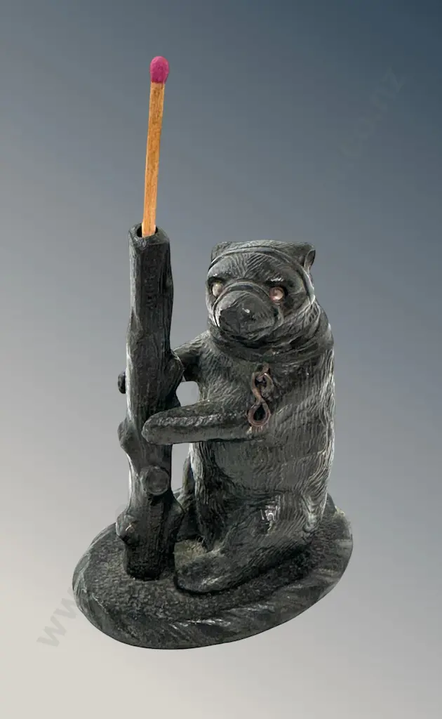 Cast Metal Early Warwick Bear Table Match Holder H7cm Image 1++